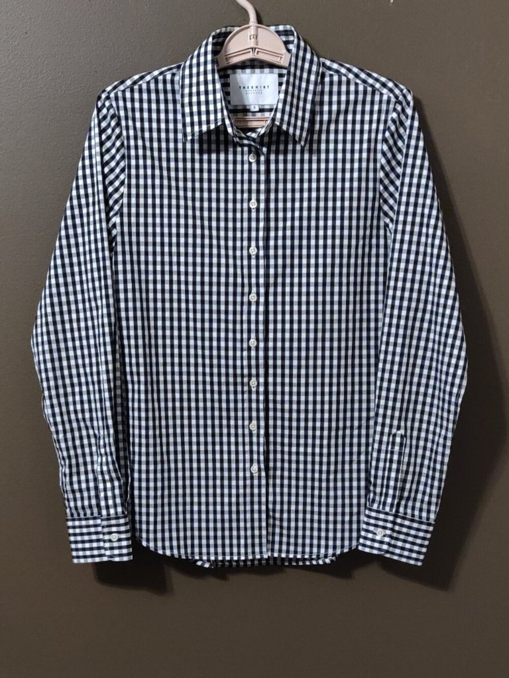 The Shirt By Rochelle Behrens Black & White Gingham Iconic Button Down SMALL - Picture 5 of 6